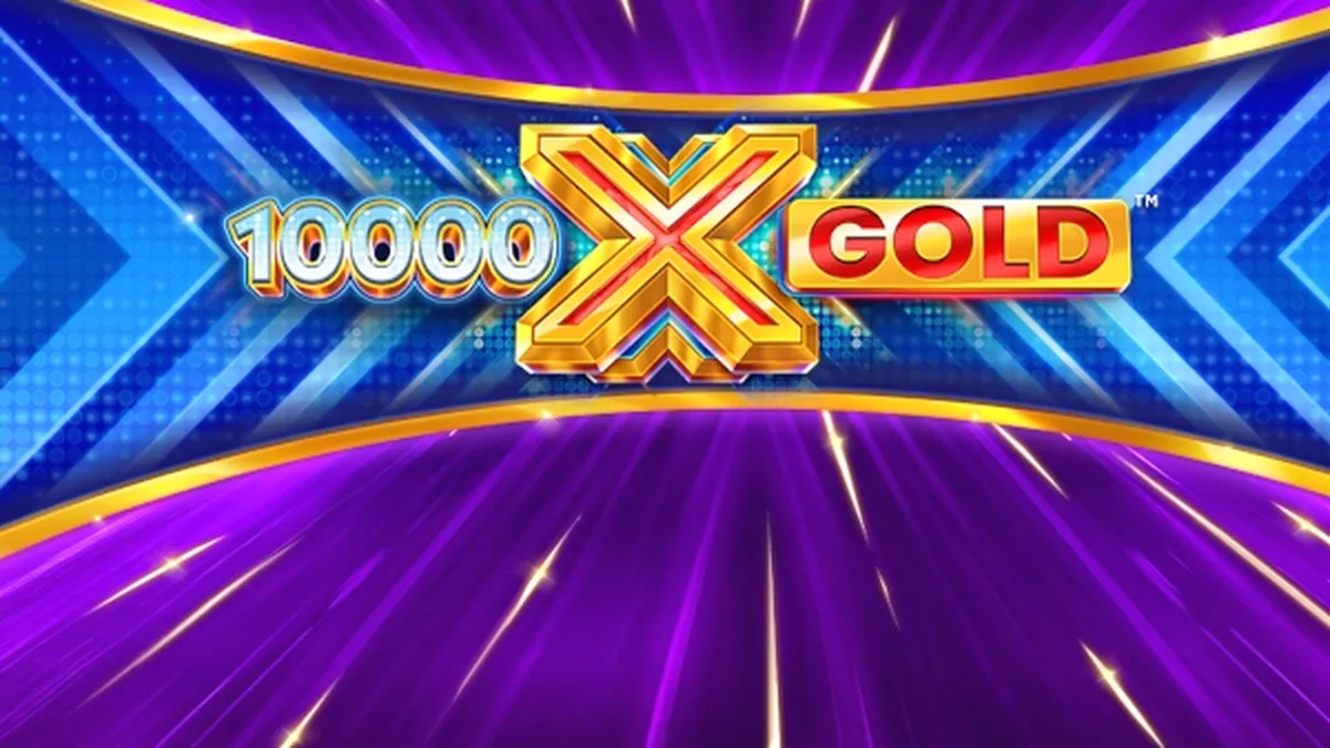 10,000 X Gold slot game screen na may gintong tema
