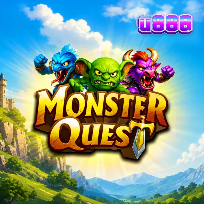 Isang medieval fantasy slot game na Monster Quest na may mga kabalyero at halimaw.
